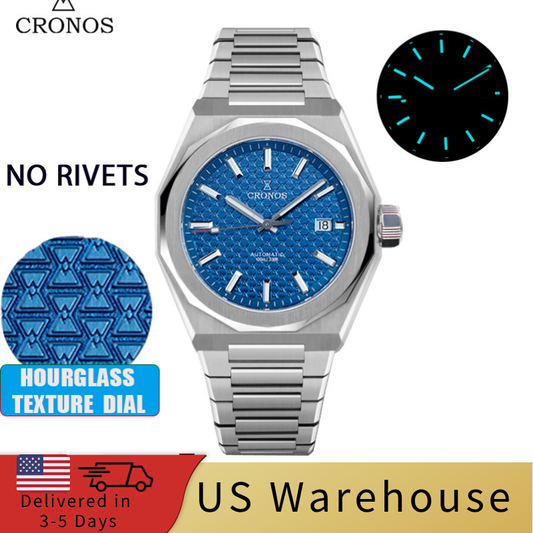 ★★US Warehouse★★Cronos 39mm Hourglass Dial PT5000 Men Watch L6028