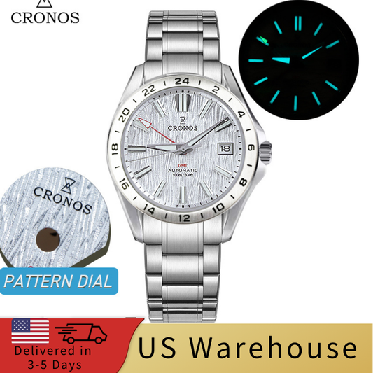 ★★US Warehouse★★Cronos 39mm GMT NH34 Mechanical Men Watch L6029 V2