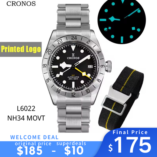 Cronos GMT BB Pro 39mm NH34 Automatic Men Watch L6022