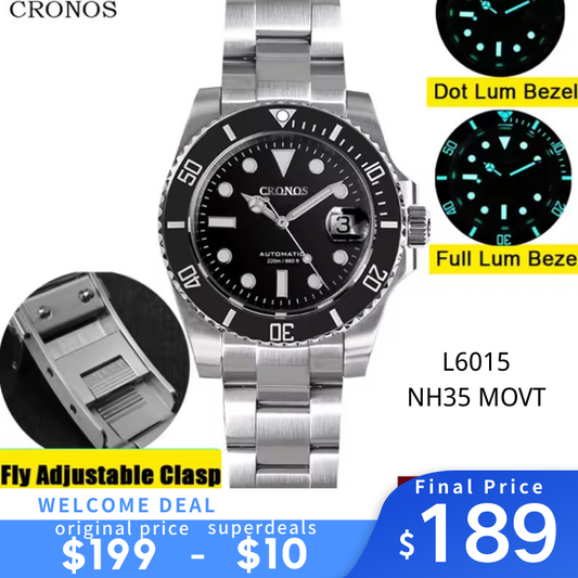 Cronos 2.5x Sub Diver NH35 Dive Watch L6015 with Calendar