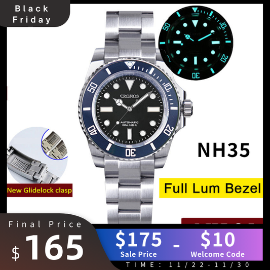 ★Black Friday★Cronos No Date NH35 Sub Diver Watch L6015