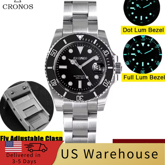 ★★US Warehouse★★Cronos 2.5x Water Ghost NH35 Dive Watch L6015 with Calendar