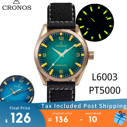Cronos Men Bronze CuSn8 Automatic PT5000 Watch L6003