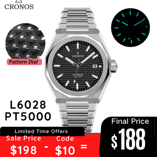 Cronos 39mm Skyline  PT5000 Automatic Men Watch L6028