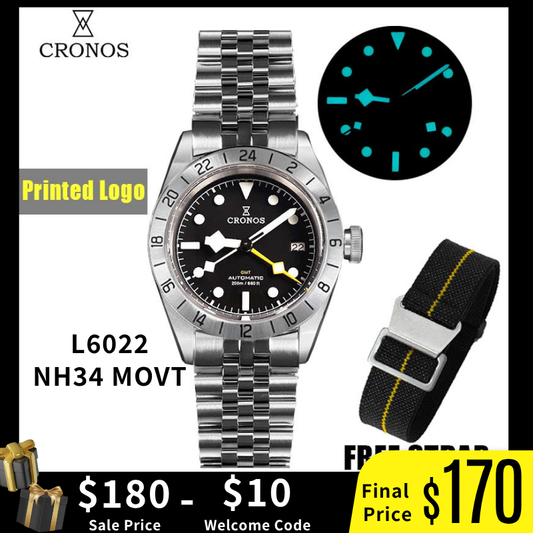 Cronos GMT BB Pro 39mm NH34 Automatic Men Watch L6022