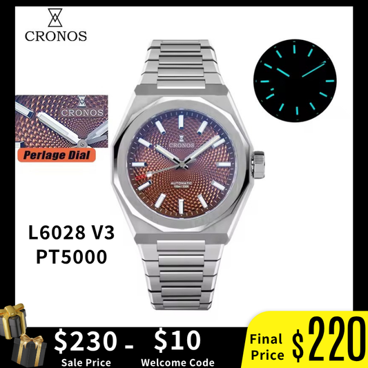 Cronos 2025 Rhombus / Perlage Dial Limited 39mm See-through Caseback L6028 V3