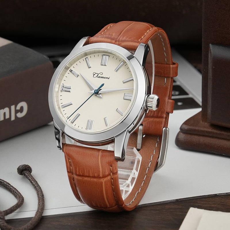 Chameri 37mm VH31 Sweep Second Quartz Watch GS03 – Cronos Watch Store
