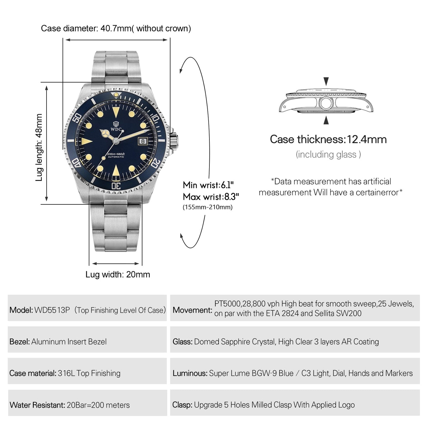 Watchdives WD5513P PT5000 Vintage Sub Watch