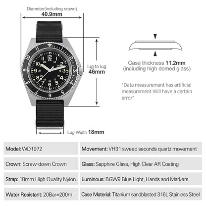 Watchdives WD1972 VH31 Military Dive Watch V2