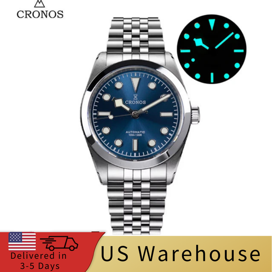 ★★US Warehouse★★Cronos 36mm Snowflake Automatic Men Watch L6036
