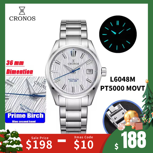 Cronos Men Watches 36mm Automatic PT5000 Miyota 9015 L6048M