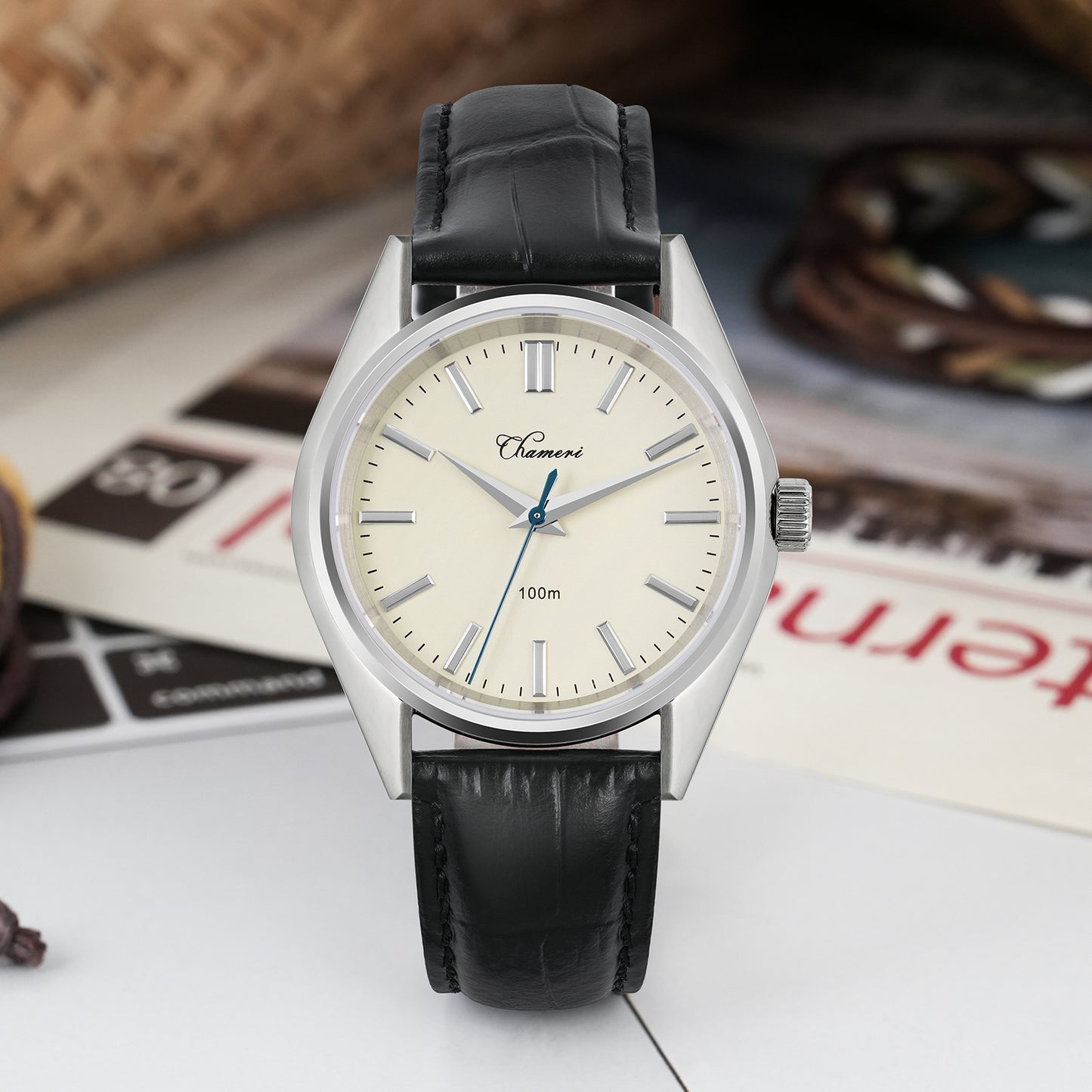 Chameri 37mm VH31 Sweep Second Quartz Watch GS04