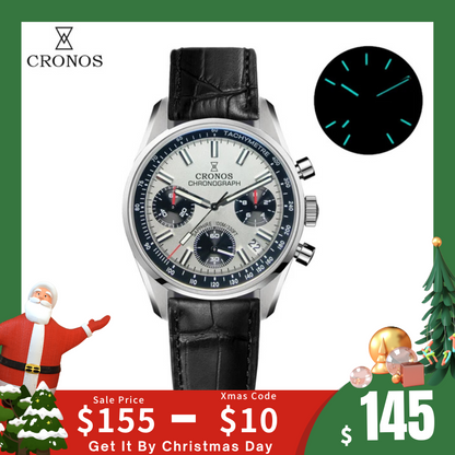 ★Xmas Sale★Cronos 38.5mm Chronograph Quartz Men Watch L6035