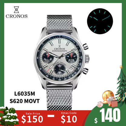 Cronos 38.5mm Chronograph Quartz Men Watch L6035