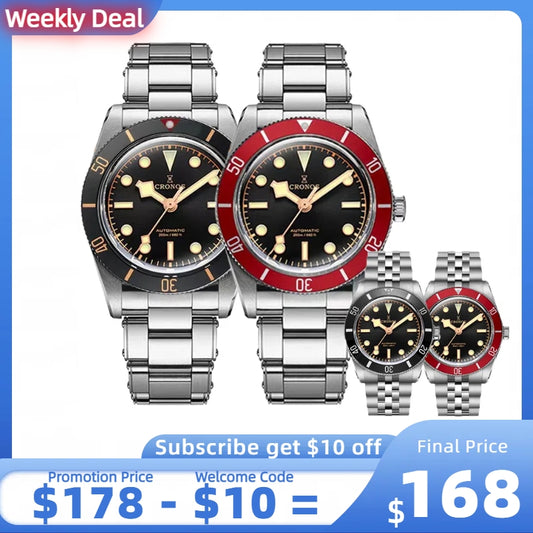 ★Weekly Deal★Cronos 37mm BB54 Vintage Diver Automatic Watches L6024 V3