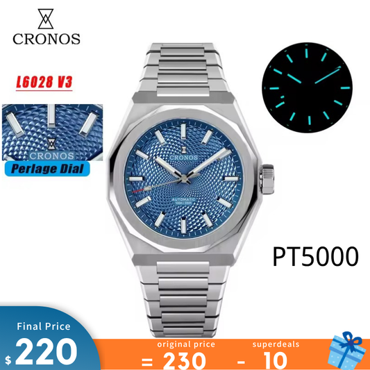 Cronos 2025 Rhombus / Perlage Dial Limited 39mm See-through Caseback L6028 V3