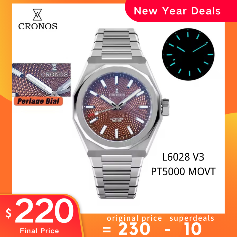 Cronos 2025 Rhombus / Perlage Dial Limited 39mm See-through Caseback L6028 V3