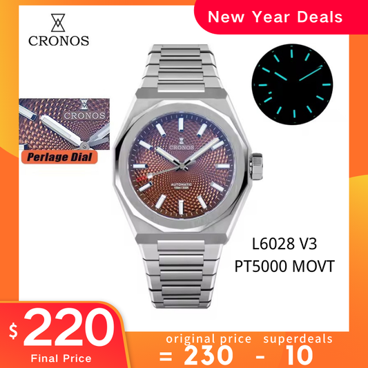 Cronos 2025 Rhombus / Perlage Dial Limited 39mm See-through Caseback L6028 V3