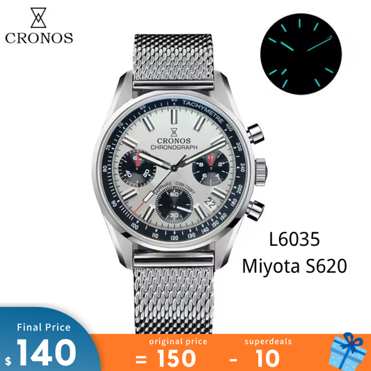 Cronos 38.5mm Chronograph Quartz Men Watch L6035