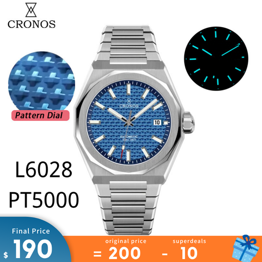 Cronos 39mm Skyline  PT5000 Automatic Men Watch L6028