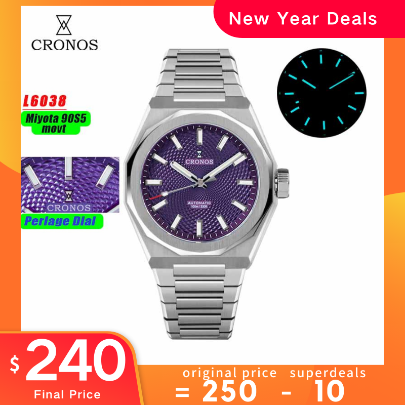 Cronos 39mm Miyota 9015/9s05  Men Watch L6038
