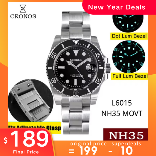 Cronos 2.5x Water Ghost NH35 Dive Watch L6015 with Calendar