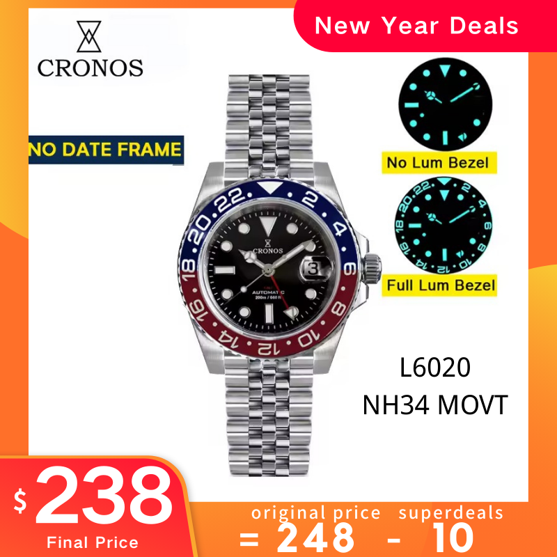 Cronos NH34 GMT Automatic Men Watch L6020M