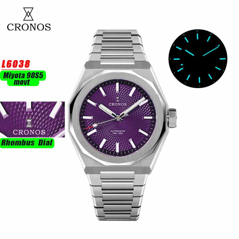 Cronos 39mm Miyota 9015/9s05  Men Watch L6038