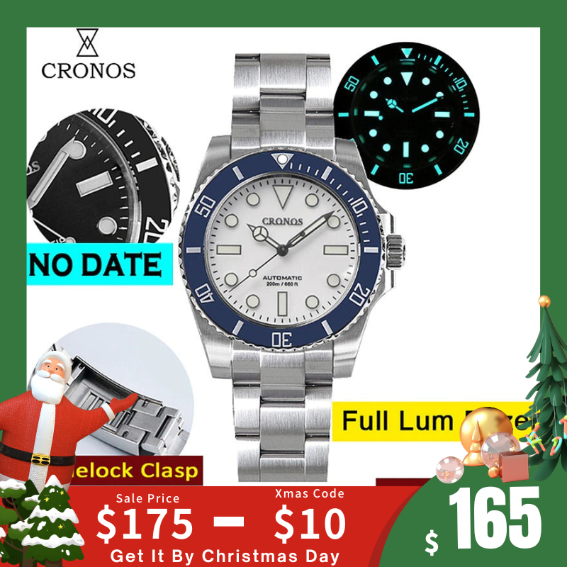 ★Xmas Sale★Cronos No Date NH35 Sub Diver Watch L6015M