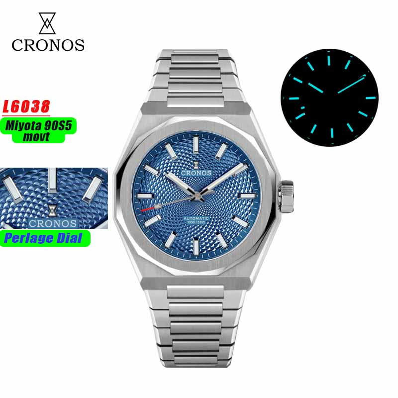 Cronos 39mm Miyota 9015/9s05  Men Watch L6038