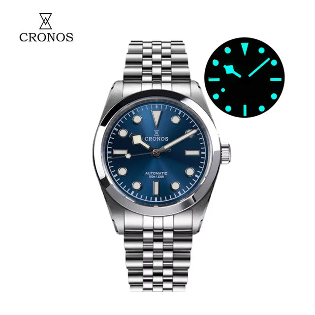 ★Black Friday★Cronos 36mm Snowflake Automatic Men Watch L6036