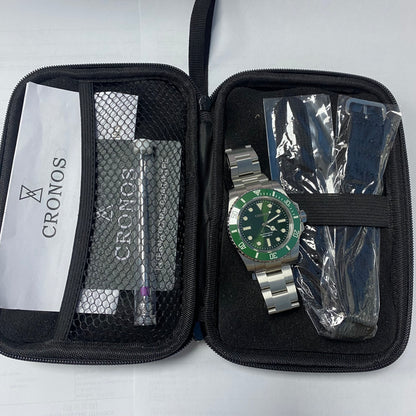 ★Pre-Own★Cronos No Date PT5000 Sub Diver Watch L6005-sunray green limited edition