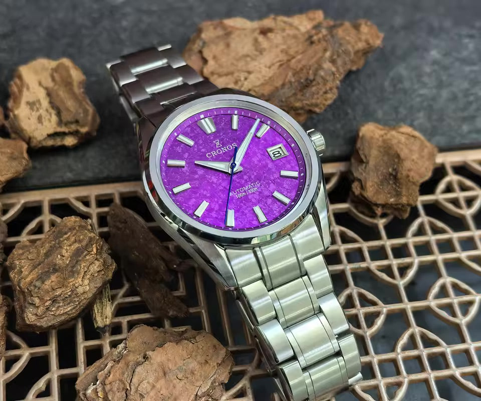 Cronos Men Watch 36mm Miyota 9015 Movement Ice Crack Dail L6049M