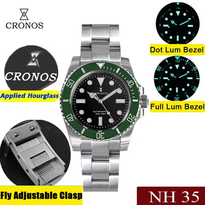 Cronos 2.5x Water Ghost NH35 Dive Watch L6015 with Calendar