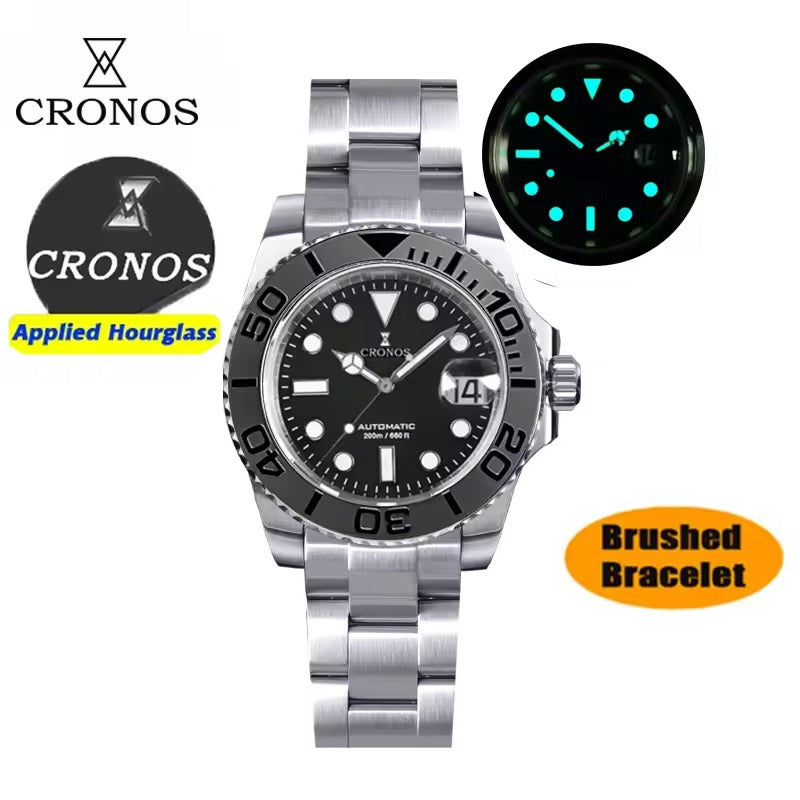Cronos 2.5x Water Ghost Sub Dive Watch L6018 Fully Brushed Bracelet