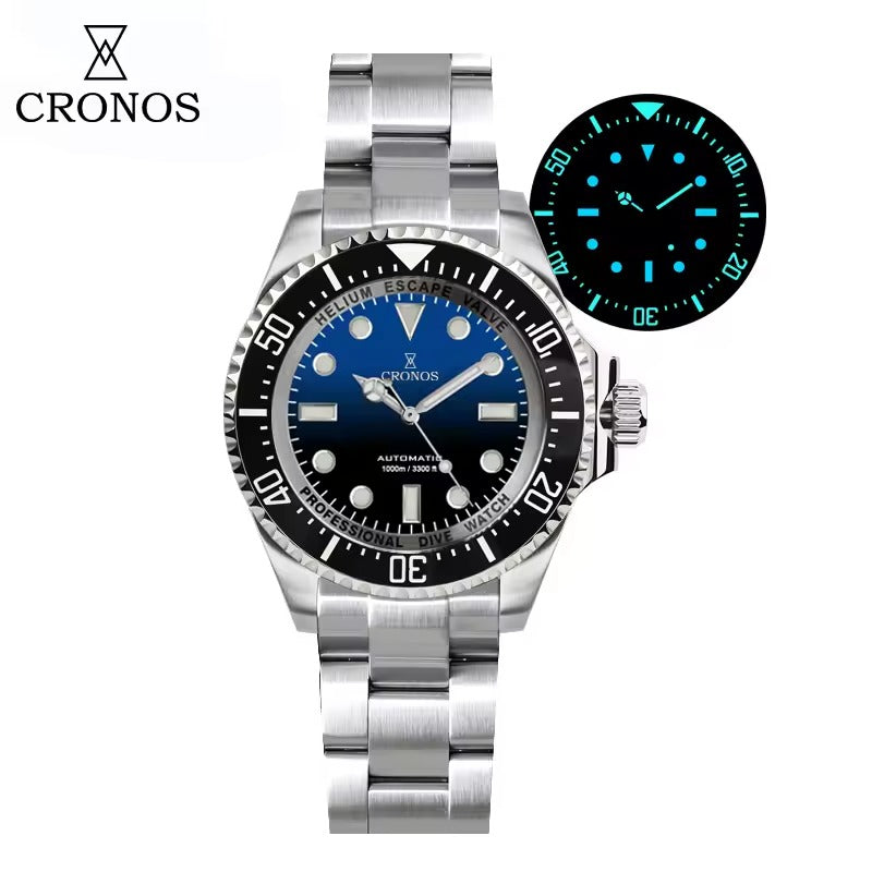 Cronos 44mm Sub Diver Watch PT/SW Movement L6027 - No Calendar
