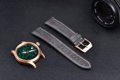 HUASUO 38mm Luxury Bronze Lacquerware Dail Pilot Watch