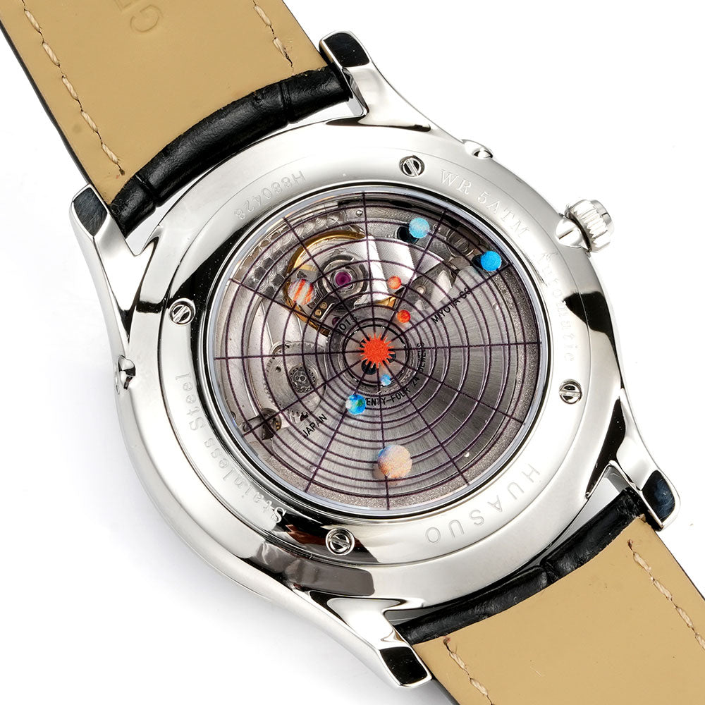 HUASUO 39mm Luxury Aventurine Moon Phase Men's Watches