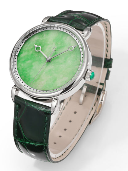 HUASUO 41mm ETA2892 Retro Jade Or Malachit Dial Mens Watches