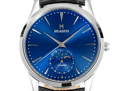 HUASUO 39mm Luxury Aventurine Moon Phase Men's Watches