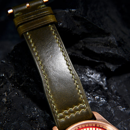 HUASUO 38mm Luxury Bronze Lacquerware Pilot Men's Watch