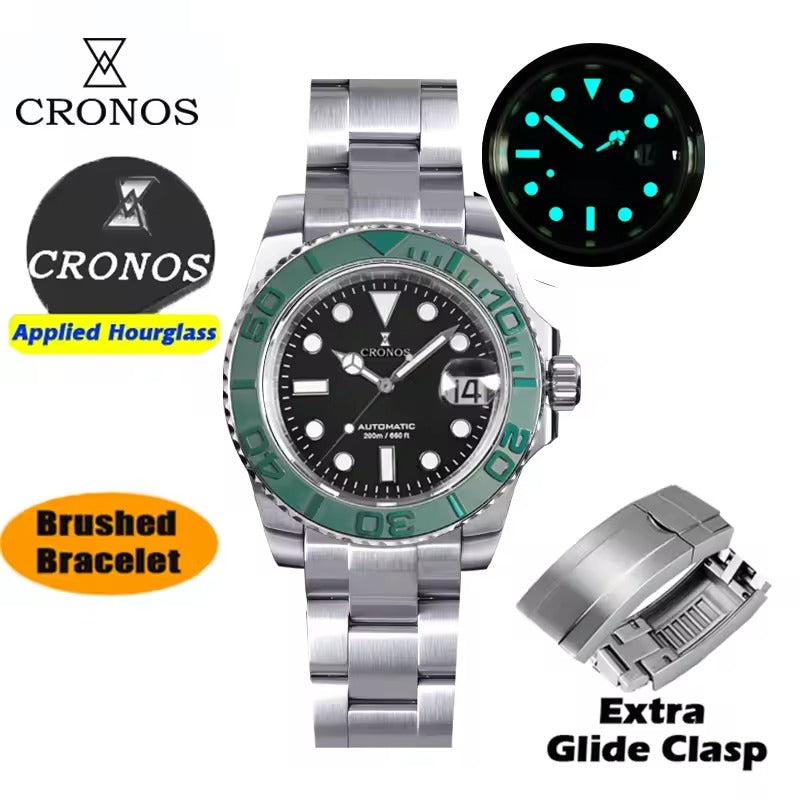 Cronos 2.5x Water Ghost Sub Dive Watch L6018 Fully Brushed Bracelet
