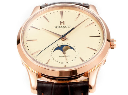 HUASUO 39mm Luxury Aventurine Moon Phase Men's Watches