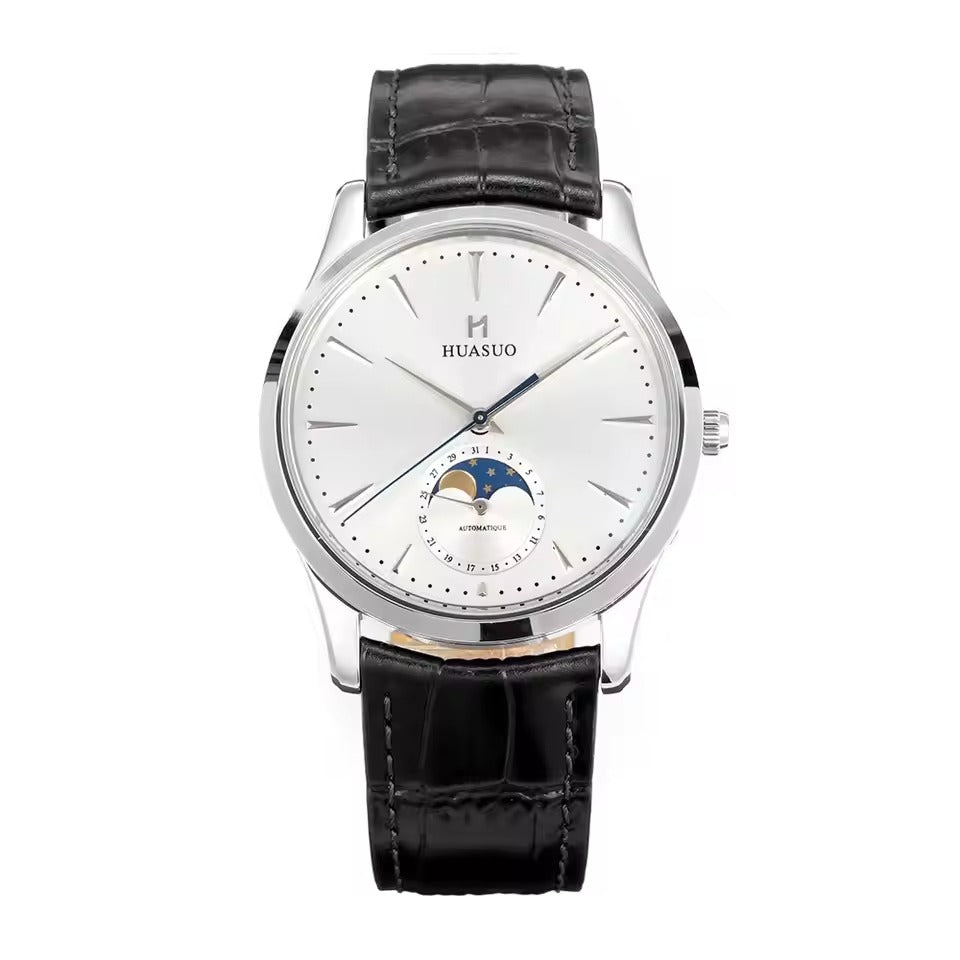 HUASUO 39mm Luxury Aventurine Moon Phase Men's Watches