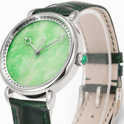 HUASUO 41mm ETA2892 Retro Jade Or Malachit Dial Mens Watches