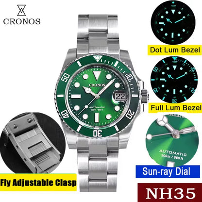 Cronos 2.5x Water Ghost NH35 Dive Watch L6015 with Calendar