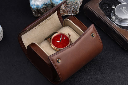 HUASUO 38mm Luxury Bronze Lacquerware Dail Pilot Watch