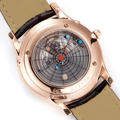 HUASUO 39mm Luxury Aventurine Moon Phase Men's Watches