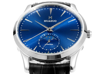 HUASUO 39mm Luxury Aventurine Moon Phase Men's Watches