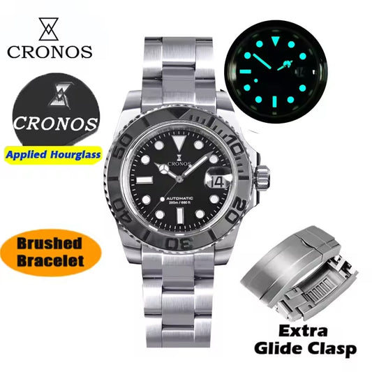Cronos 2.5x Water Ghost Sub Dive Watch L6018 Fully Brushed Bracelet